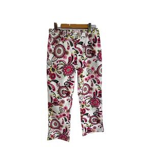 Women's Current Sz 6 Capri Pants Canadian Made Funky Floral Pattern  Capri Pants